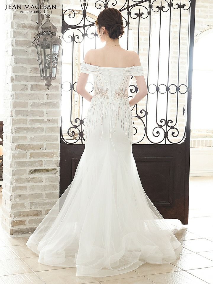 JEAN MACLEAN ジャンマクレーン オフショル/ゴールド×クリスタルビジュー/マーメイド/タイト ロングドレス ja51804-c