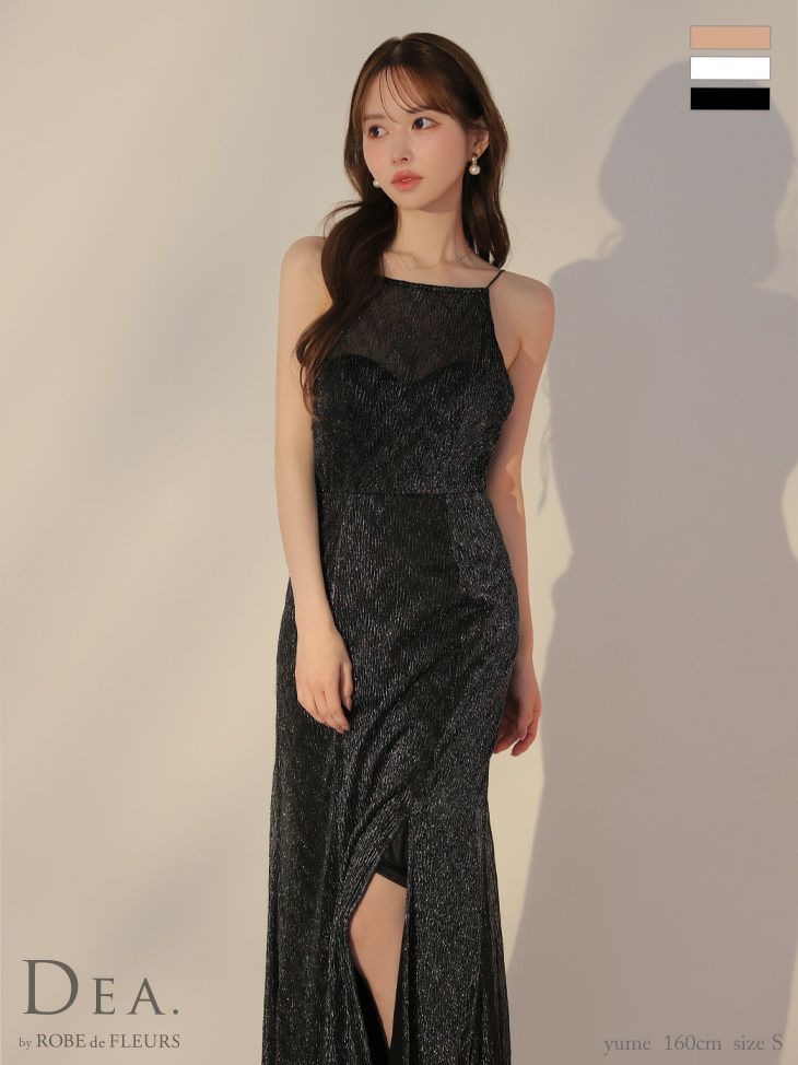 DEA. ディア バイ ローブドフルール ラメニットストレッチキャミロングキャバドレス de3383