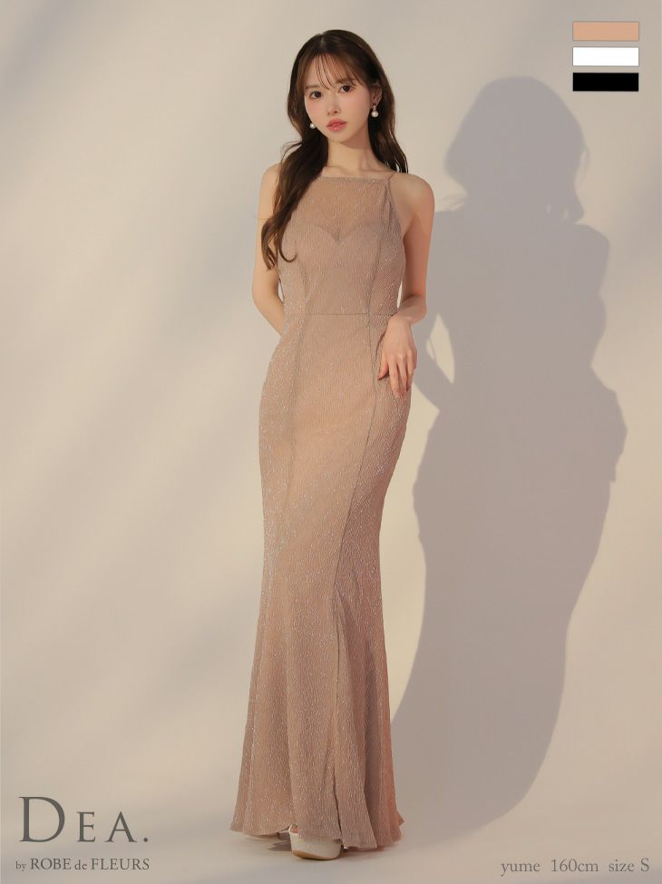 DEA. ディア バイ ローブドフルール ラメニットストレッチキャミロングキャバドレス de3383