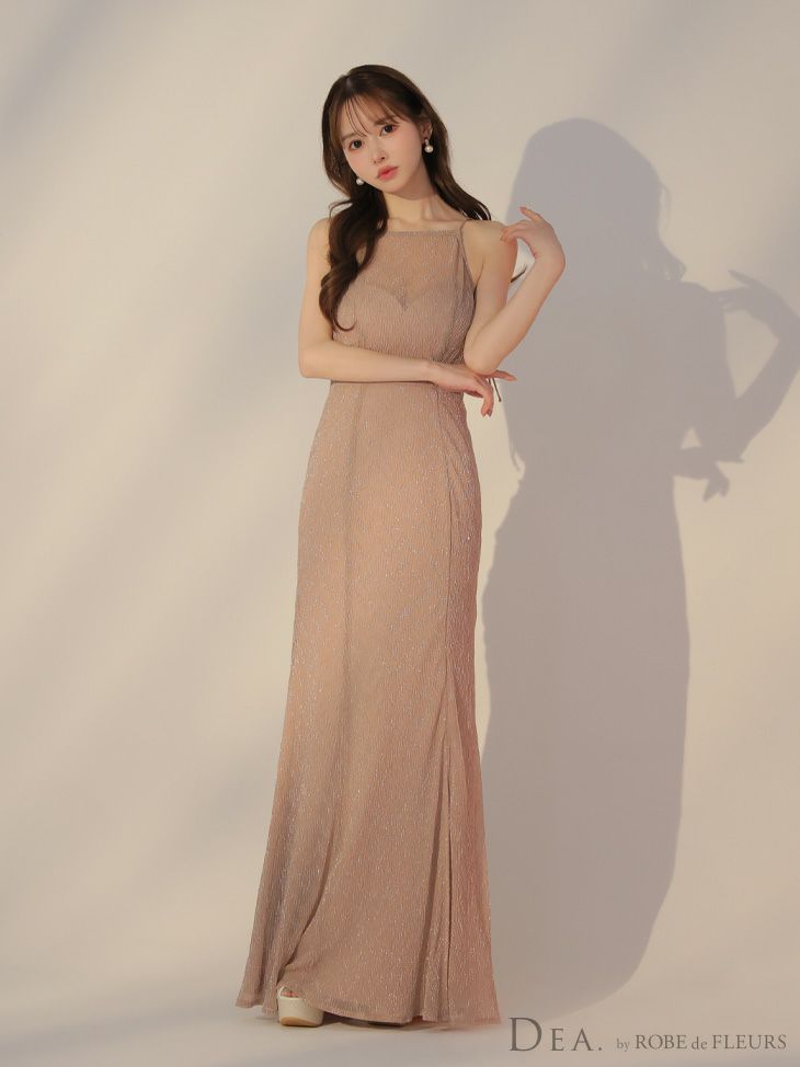 DEA. ディア バイ ローブドフルール ラメニットストレッチキャミロングキャバドレス de3383