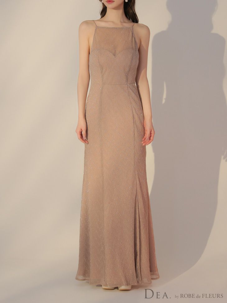 DEA. ディア バイ ローブドフルール ラメニットストレッチキャミロングキャバドレス de3383