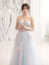 vanityME.couture. バニティミークチュール water color flower ウォーターカラーフラワー 花柄 チュール プリンセス 姫 ロングドレス バースデードレス ライトブルー vctr-l-a1383-1