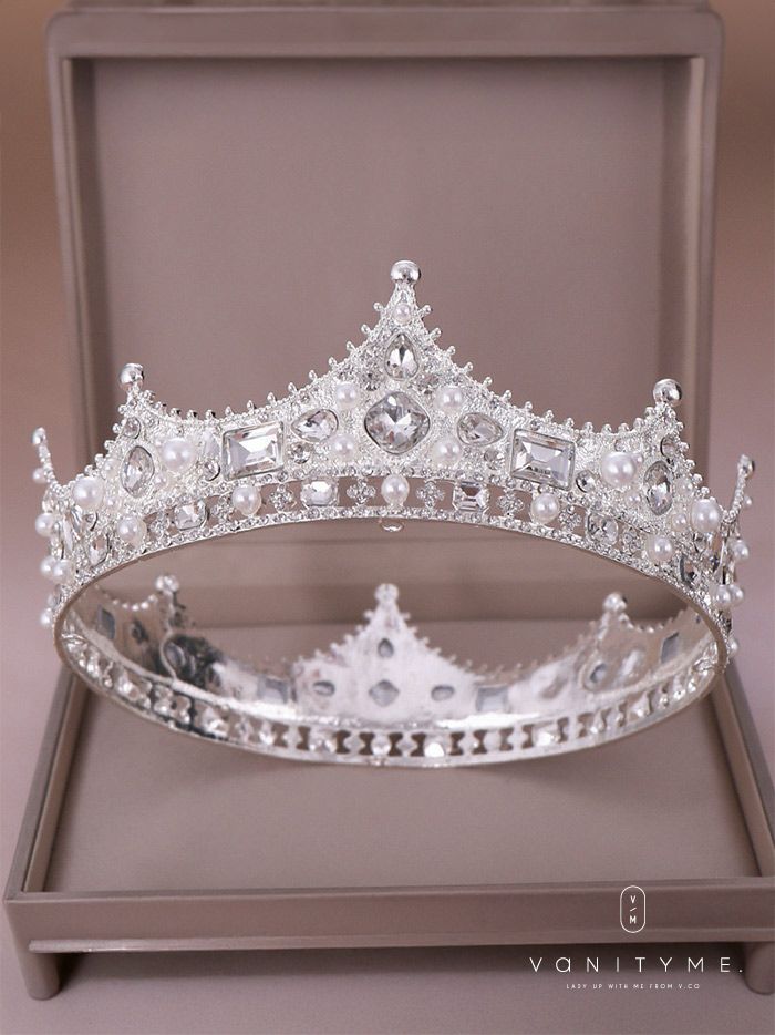 ビッグビジュー＆パール プリンセス ティアラ シルバー vcsit-25013