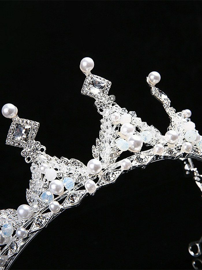 クリアビーズ＆パール クリスタル ティアラ シルバー vcsit-25014