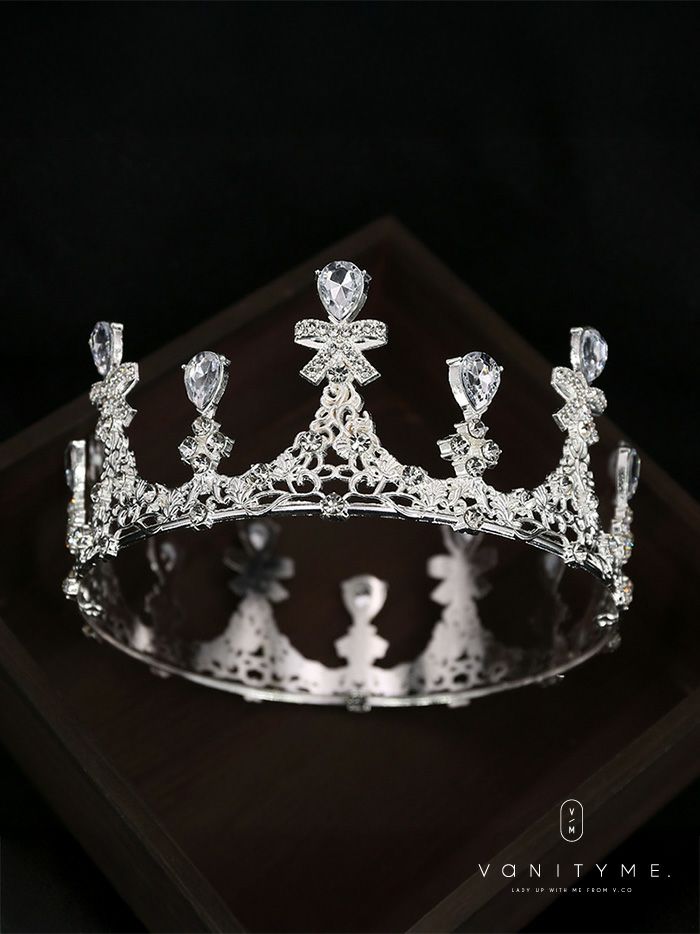 クリアストーン＆リボンビジュー ティアラ シルバー vcsit-25015