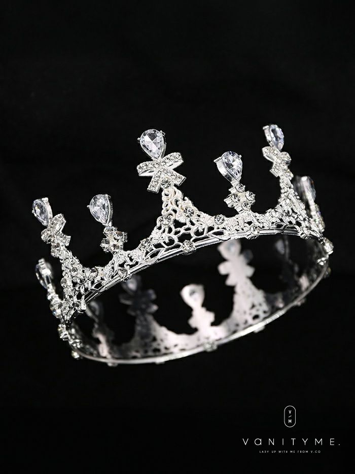 クリアストーン＆リボンビジュー ティアラ シルバー vcsit-25015