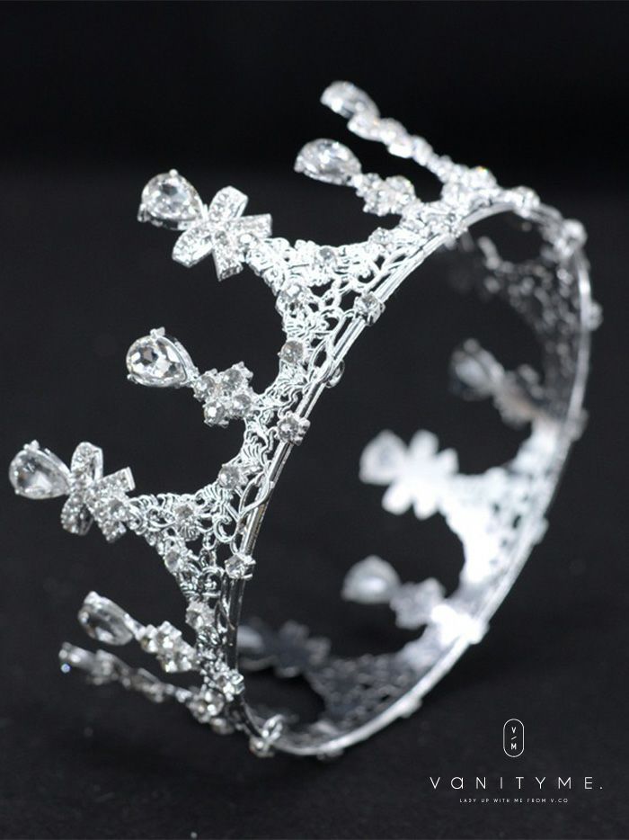 クリアストーン＆リボンビジュー ティアラ シルバー vcsit-25015