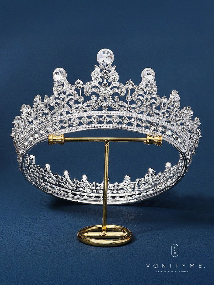 ホワイトクリスタルビッグビジュー プリンセス ティアラ シルバー vcsit-25016