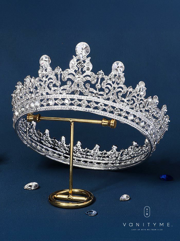 ホワイトクリスタルビッグビジュー プリンセス ティアラ シルバー vcsit-25016