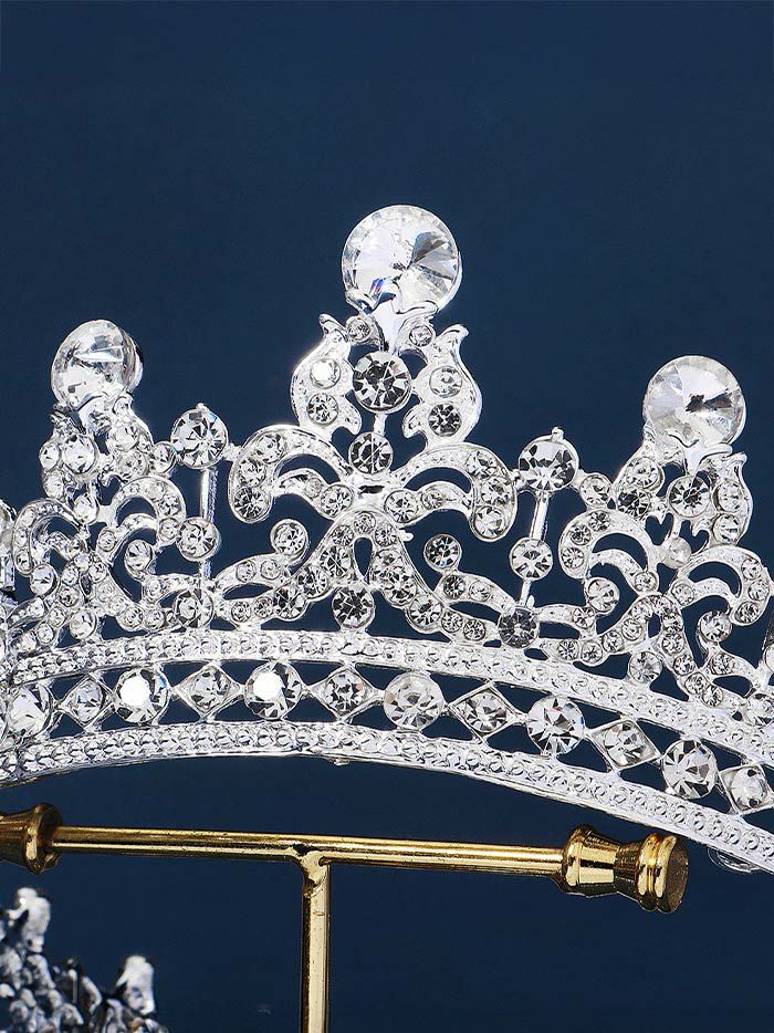 ホワイトクリスタルビッグビジュー プリンセス ティアラ シルバー vcsit-25016