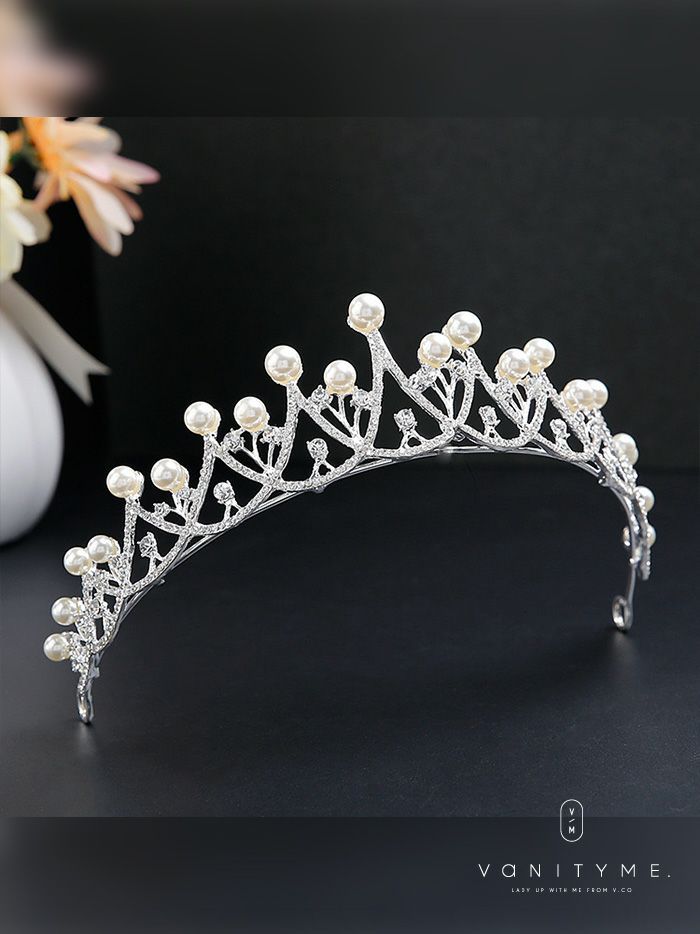 大粒パール ティアラ シルバー vcsit-25019