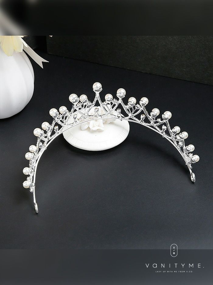 大粒パール ティアラ シルバー vcsit-25019