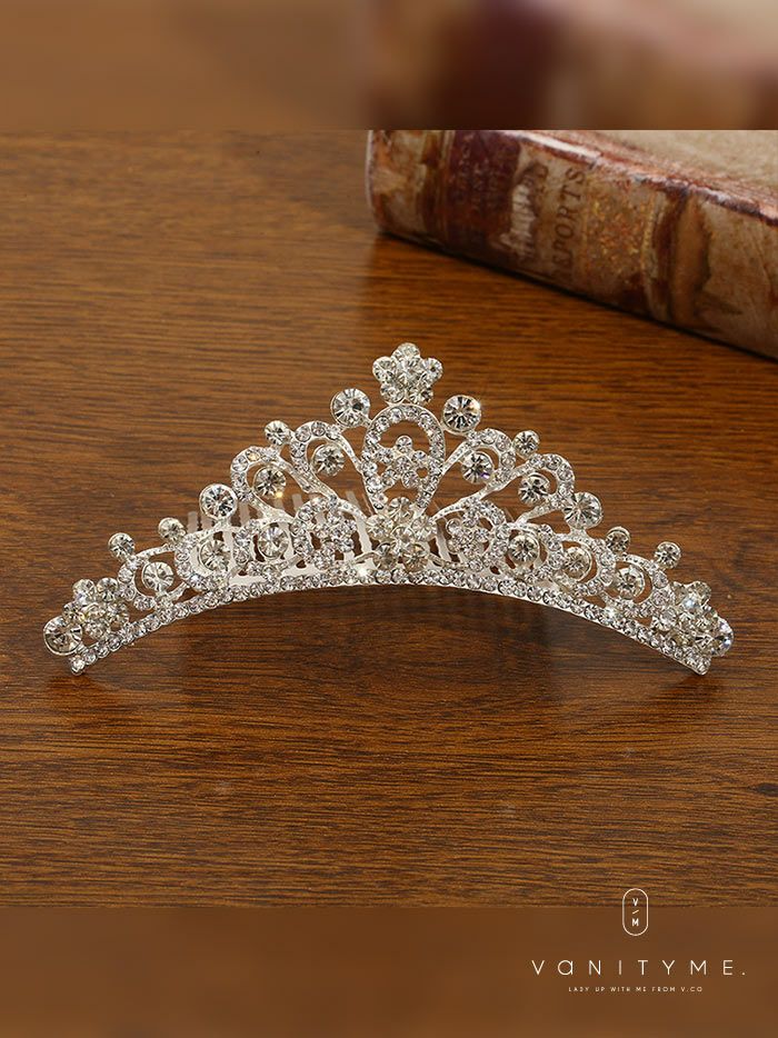 フラワービジューモチーフ クラウンティアラ シルバー vcsit-25024