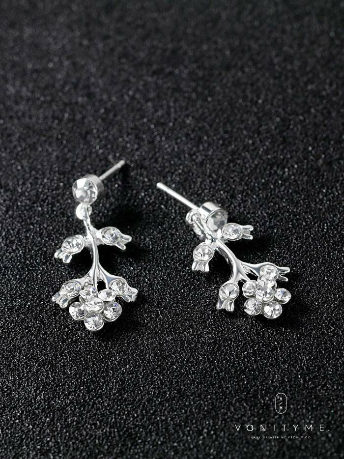 フラワーモチーフビジュー ネックレス＆ピアス シルバー ジュエリー vcsit-25030