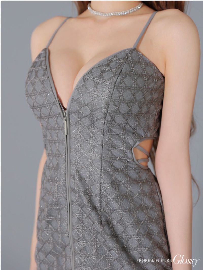 Glossy ローブドフルールグロッシー バックカットセンタージップミニキャバドレス gl3917-c