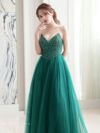 vanityME.couture. バニティミークチュール エメラルドビジュー ラメチュール プリンセス 姫 ロングドレス バースデードレス モスグリーン vctr-l-cc415