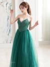 vanityME.couture. バニティミークチュール エメラルドビジュー ラメチュール プリンセス 姫 ロングドレス バースデードレス モスグリーン vctr-l-cc415