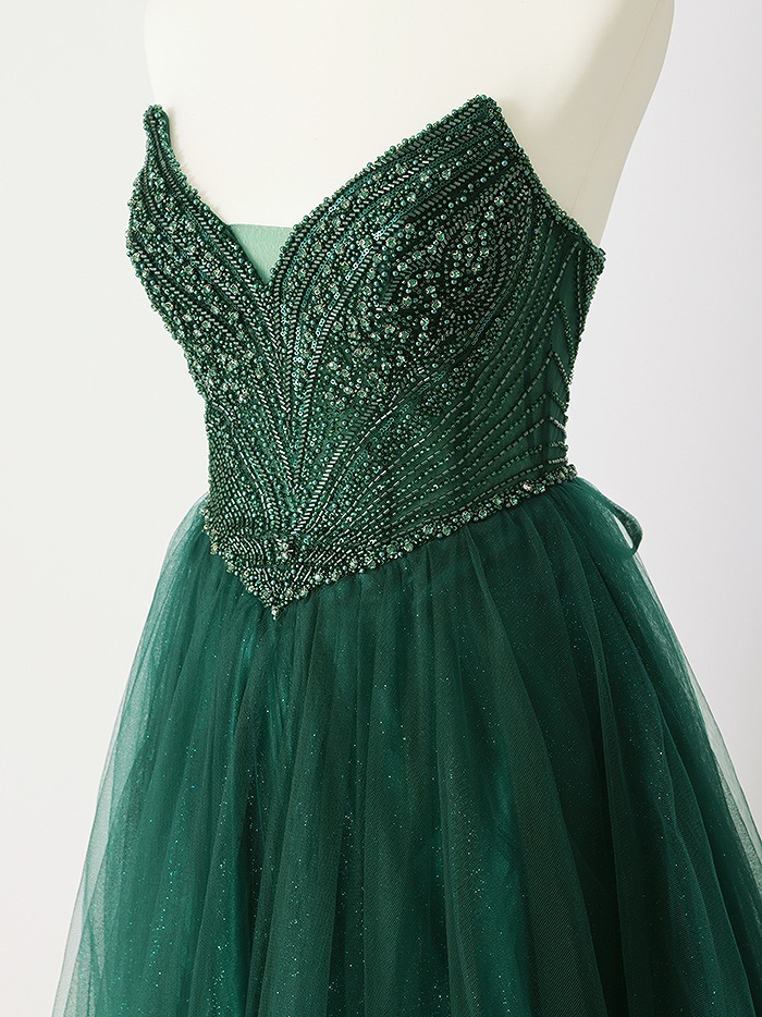 vanityME.couture. バニティミークチュール エメラルドビジュー ラメチュール プリンセス 姫 ロングドレス バースデードレス モスグリーン vctr-l-cc415