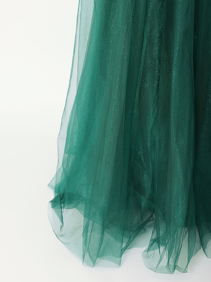 vanityME.couture. バニティミークチュール エメラルドビジュー ラメチュール プリンセス 姫 ロングドレス バースデードレス モスグリーン vctr-l-cc415