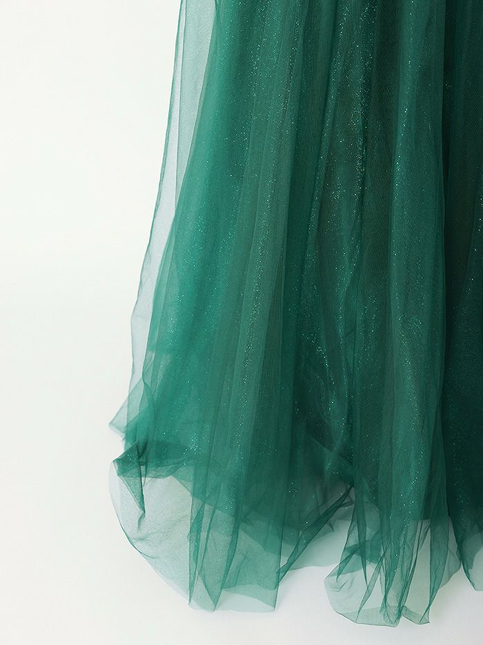 vanityME.couture. バニティミークチュール エメラルドビジュー ラメチュール プリンセス 姫 ロングドレス バースデードレス モスグリーン vctr-l-cc415