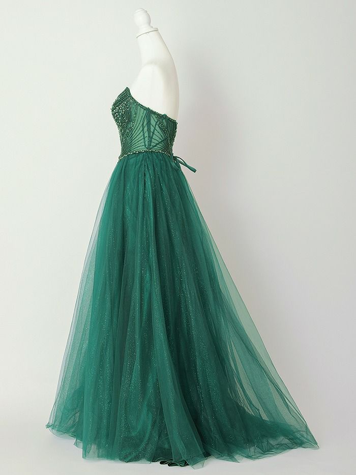 vanityME.couture. バニティミークチュール エメラルドビジュー ラメチュール プリンセス 姫 ロングドレス バースデードレス モスグリーン vctr-l-cc415