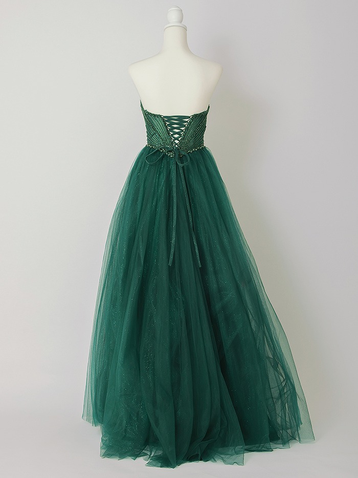 vanityME.couture. バニティミークチュール エメラルドビジュー ラメチュール プリンセス 姫 ロングドレス バースデードレス モスグリーン vctr-l-cc415