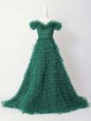 vanityME.couture. バニティミークチュール エメラルド スパンコールライン オフショル ボリュームフリル プリンセス 姫 ロングドレス バースデードレス モスグリーン vctr-l-25033