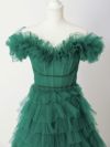 vanityME.couture. バニティミークチュール エメラルド スパンコールライン オフショル ボリュームフリル プリンセス 姫 ロングドレス バースデードレス モスグリーン vctr-l-25033