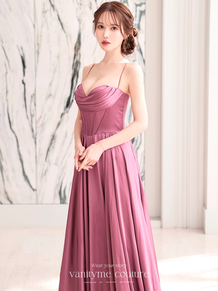vanityME.couture. バニティミークチュール サテン バストドレープ コルセット ロングドレス バースデードレス モーヴローズ vctr-l-7481-1