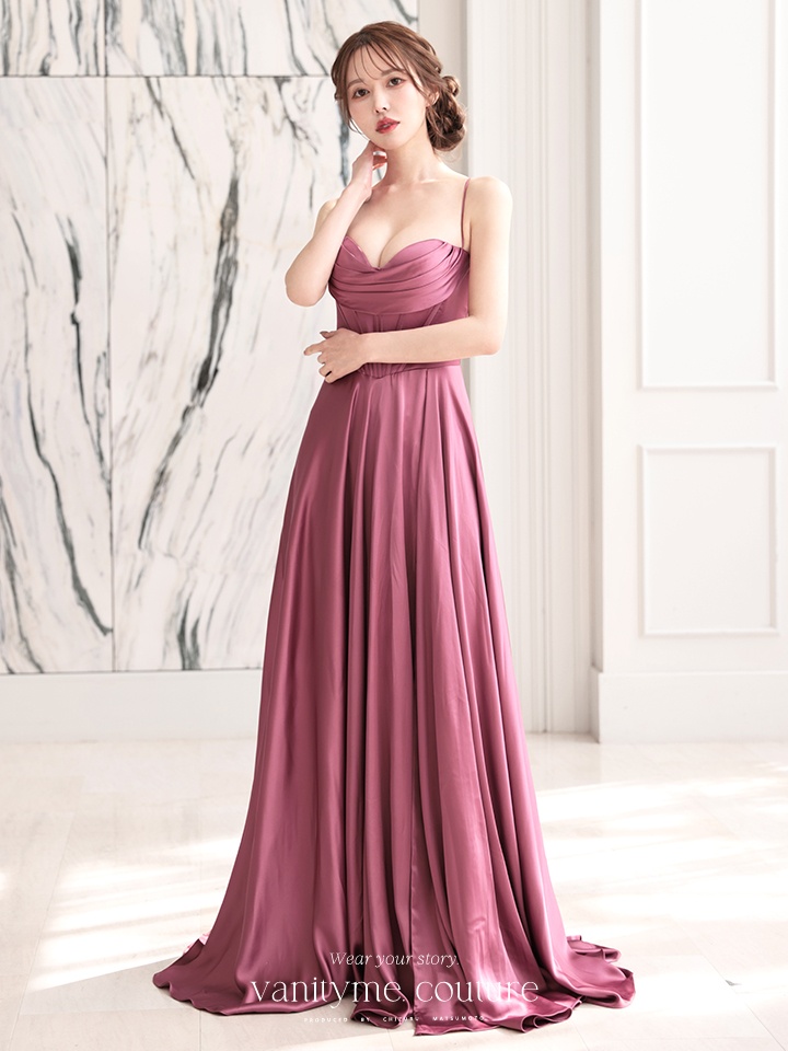 vanityME.couture. バニティミークチュール サテン バストドレープ コルセット ロングドレス バースデードレス モーヴローズ vctr-l-7481-1