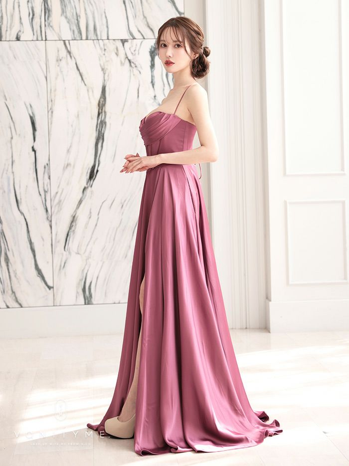 vanityME.couture. バニティミークチュール サテン バストドレープ コルセット ロングドレス バースデードレス モーヴローズ vctr-l-7481-1