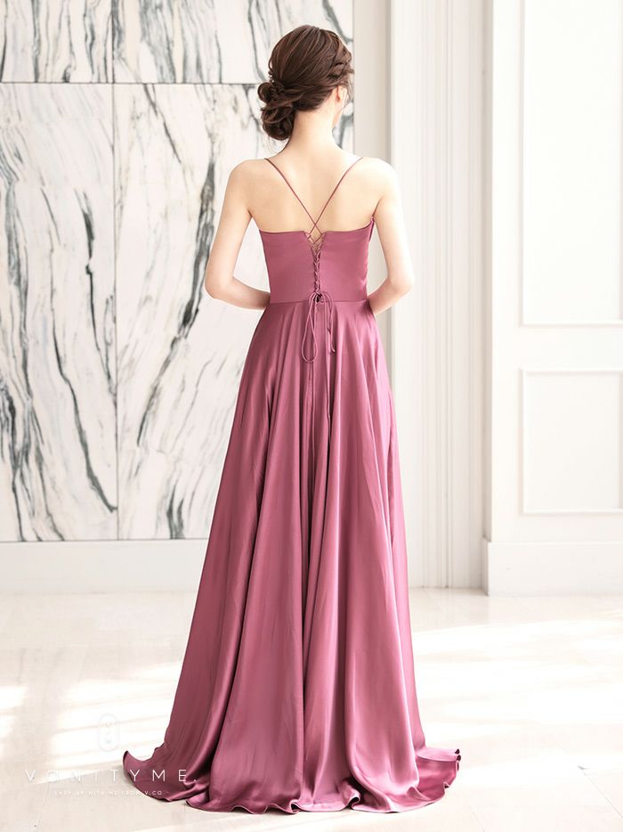 vanityME.couture. バニティミークチュール サテン バストドレープ コルセット ロングドレス バースデードレス モーヴローズ vctr-l-7481-1