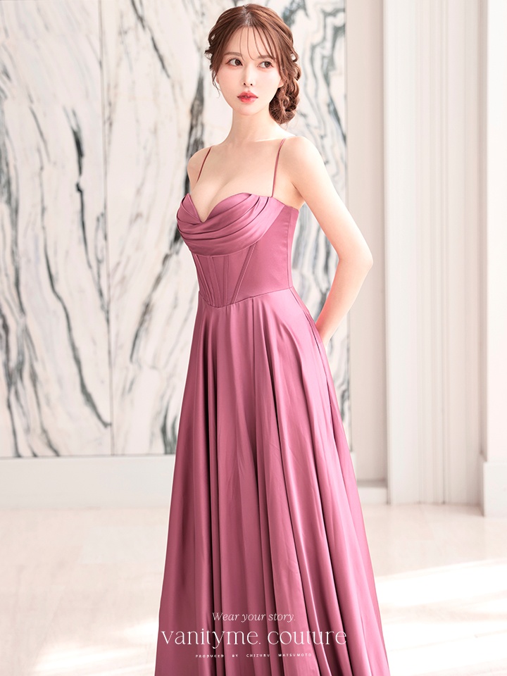 vanityME.couture. バニティミークチュール サテン バストドレープ コルセット ロングドレス バースデードレス モーヴローズ vctr-l-7481-1