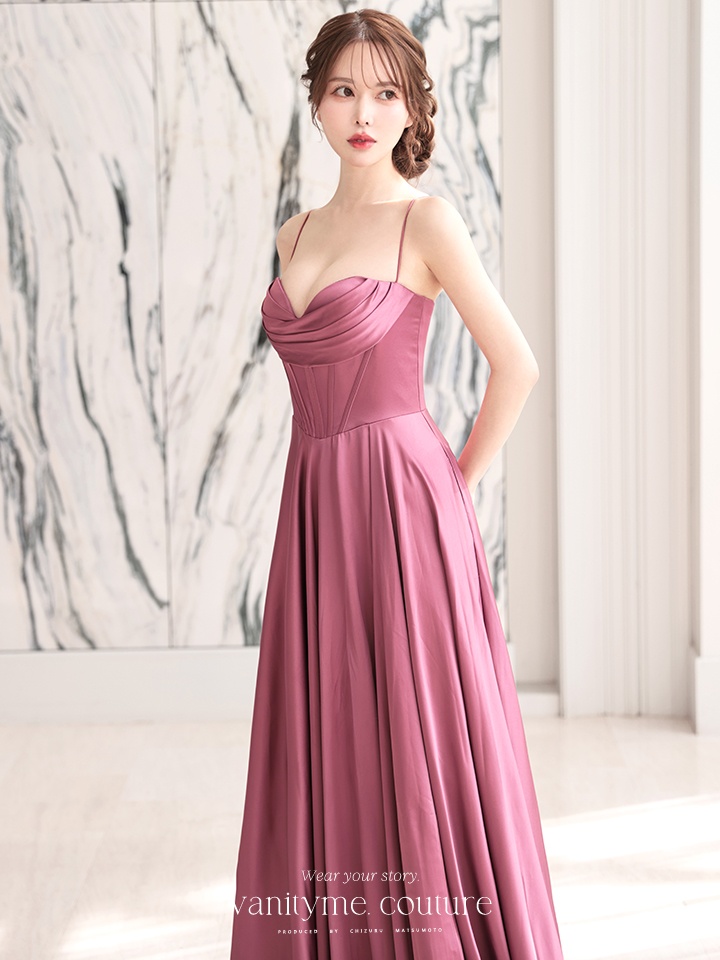 vanityME.couture. バニティミークチュール サテン バストドレープ コルセット ロングドレス バースデードレス モーヴローズ vctr-l-7481-1