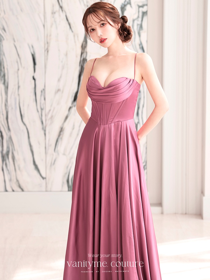 vanityME.couture. バニティミークチュール サテン バストドレープ コルセット ロングドレス バースデードレス モーヴローズ vctr-l-7481-1