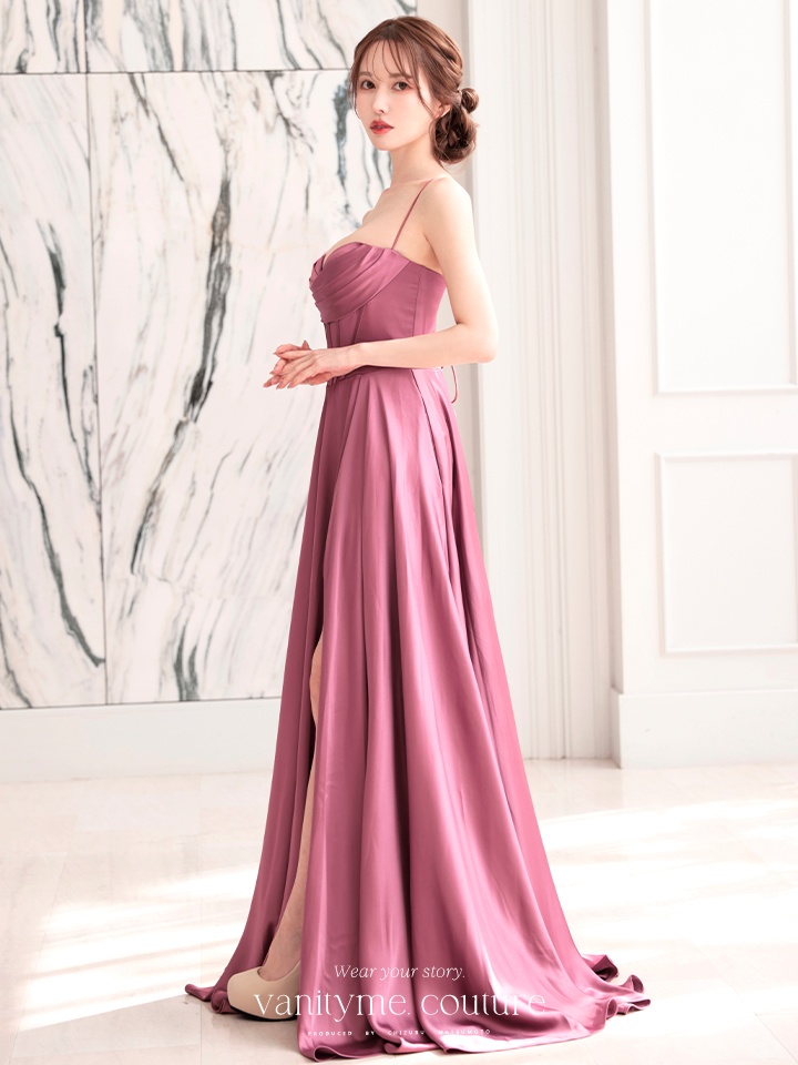 vanityME.couture. バニティミークチュール サテン バストドレープ コルセット ロングドレス バースデードレス モーヴローズ vctr-l-7481-1