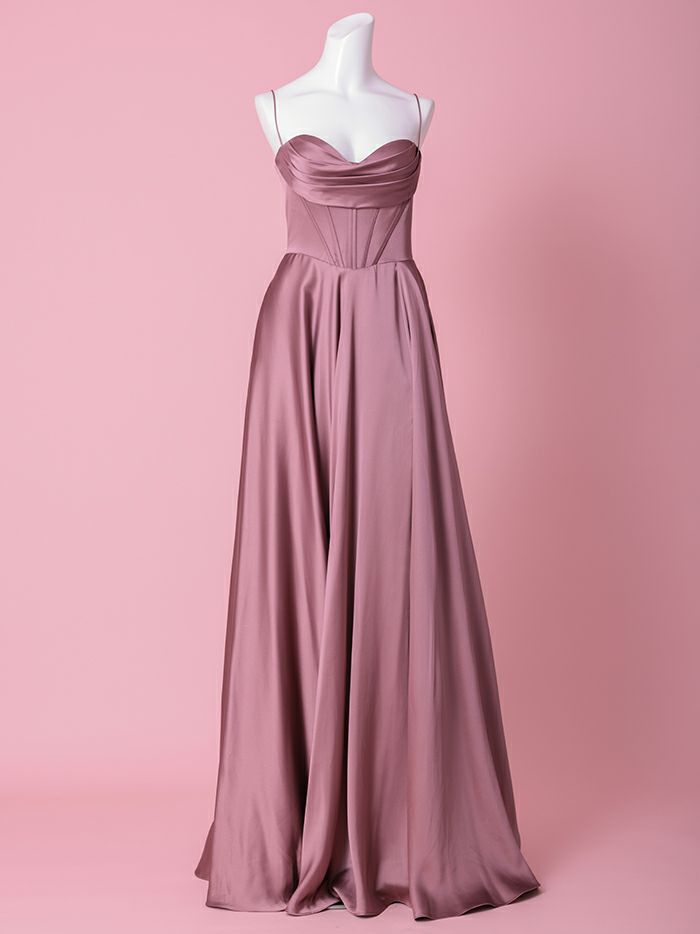 vanityME.couture. バニティミークチュール サテン バストドレープ コルセット ロングドレス バースデードレス モーヴローズ vctr-l-7481-1