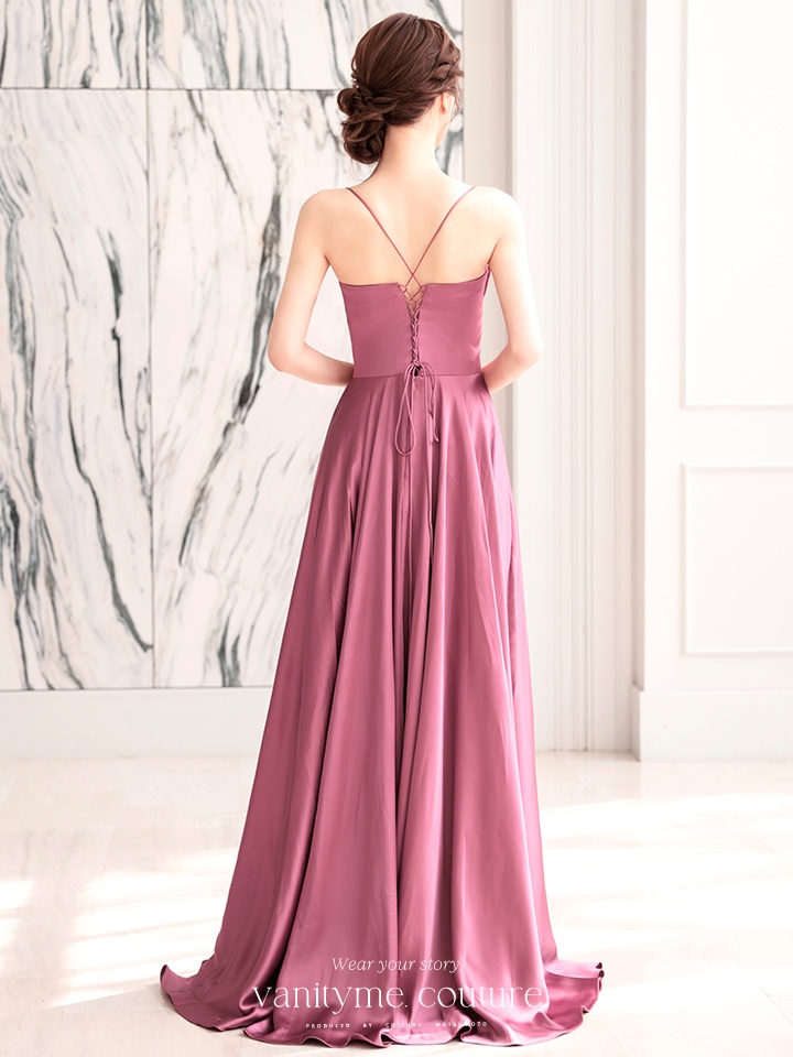 vanityME.couture. バニティミークチュール サテン バストドレープ コルセット ロングドレス バースデードレス モーヴローズ vctr-l-7481-1