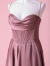 vanityME.couture. バニティミークチュール サテン バストドレープ コルセット ロングドレス バースデードレス モーヴローズ vctr-l-7481-1