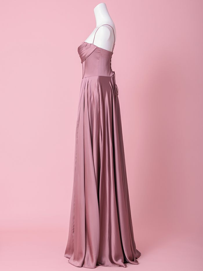 vanityME.couture. バニティミークチュール サテン バストドレープ コルセット ロングドレス バースデードレス モーヴローズ vctr-l-7481-1