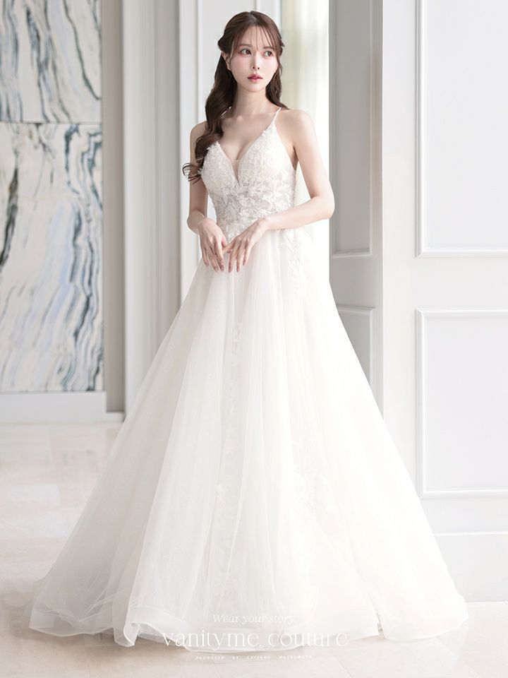 vanityME.couture. バニティミークチュール 立体フラワーレース 刺繍 ラメチュール プリンセス 姫 ロングドレス バースデードレス オフホワイト vctr-l-cd792w