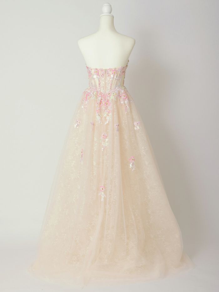 vanityME.couture. バニティミークチュール カラフルフラワーモチーフ ラメチュール 立体ビーズ刺繍 プリンセス 姫 ロングドレス バースデードレス マルチカラー vctr-l-a1468