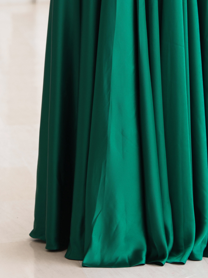 vanityME.couture. バニティミークチュール サテン バストドレープ コルセット ロングドレス バースデードレス エメラルドグリーン vctr-l-7481-2