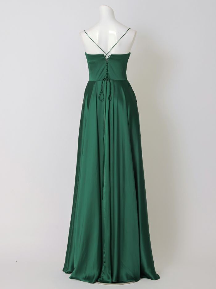 vanityME.couture. バニティミークチュール サテン バストドレープ コルセット ロングドレス バースデードレス エメラルドグリーン vctr-l-7481-2