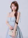 DEA. ディア バイ ローブドフルール パールジャガードサテンフレアロングキャバドレス de3591