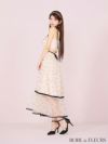 ROBE de FLEURS ローブドフルール パールドットチュールウエストカットフレアロングキャバドレス fm3298-c