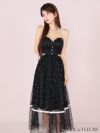 ROBE de FLEURS ローブドフルール パールドットチュールウエストカットフレアロングキャバドレス fm3298-c