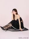 ROBE de FLEURS ローブドフルール パールドットチュールウエストカットフレアロングキャバドレス fm3298-c