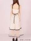 ROBE de FLEURS ローブドフルール パールドットチュールウエストカットフレアロングキャバドレス fm3298-c