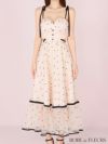 ROBE de FLEURS ローブドフルール パールドットチュールウエストカットフレアロングキャバドレス fm3298-c